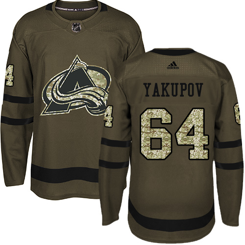 Adidas Avalanche #64 Nail Yakupov Green Salute to Service Stitched NHL Jersey